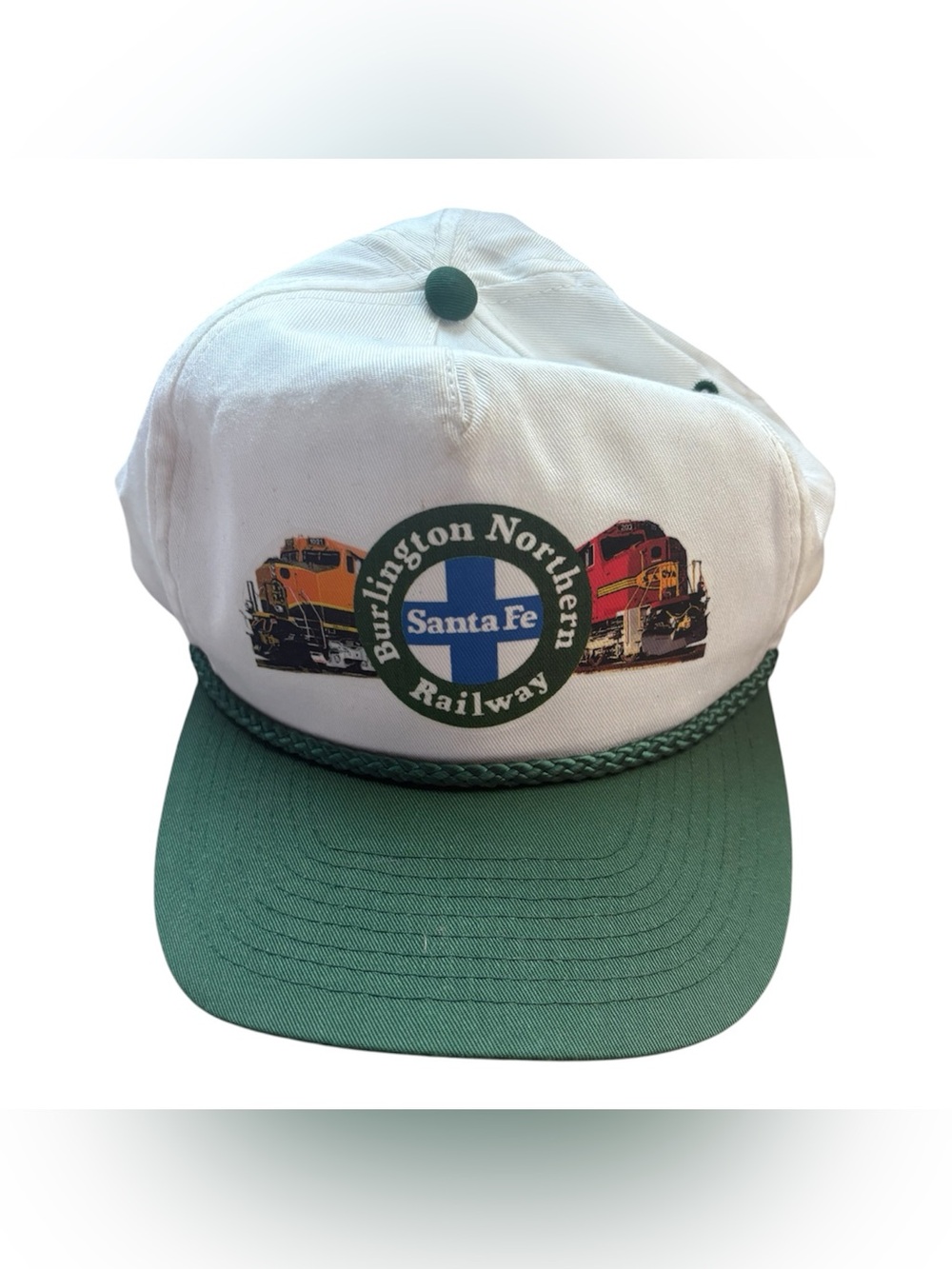 Vintage BNSF Santa Fe Railroad Rope Snapback Hat 90s Train Workwear